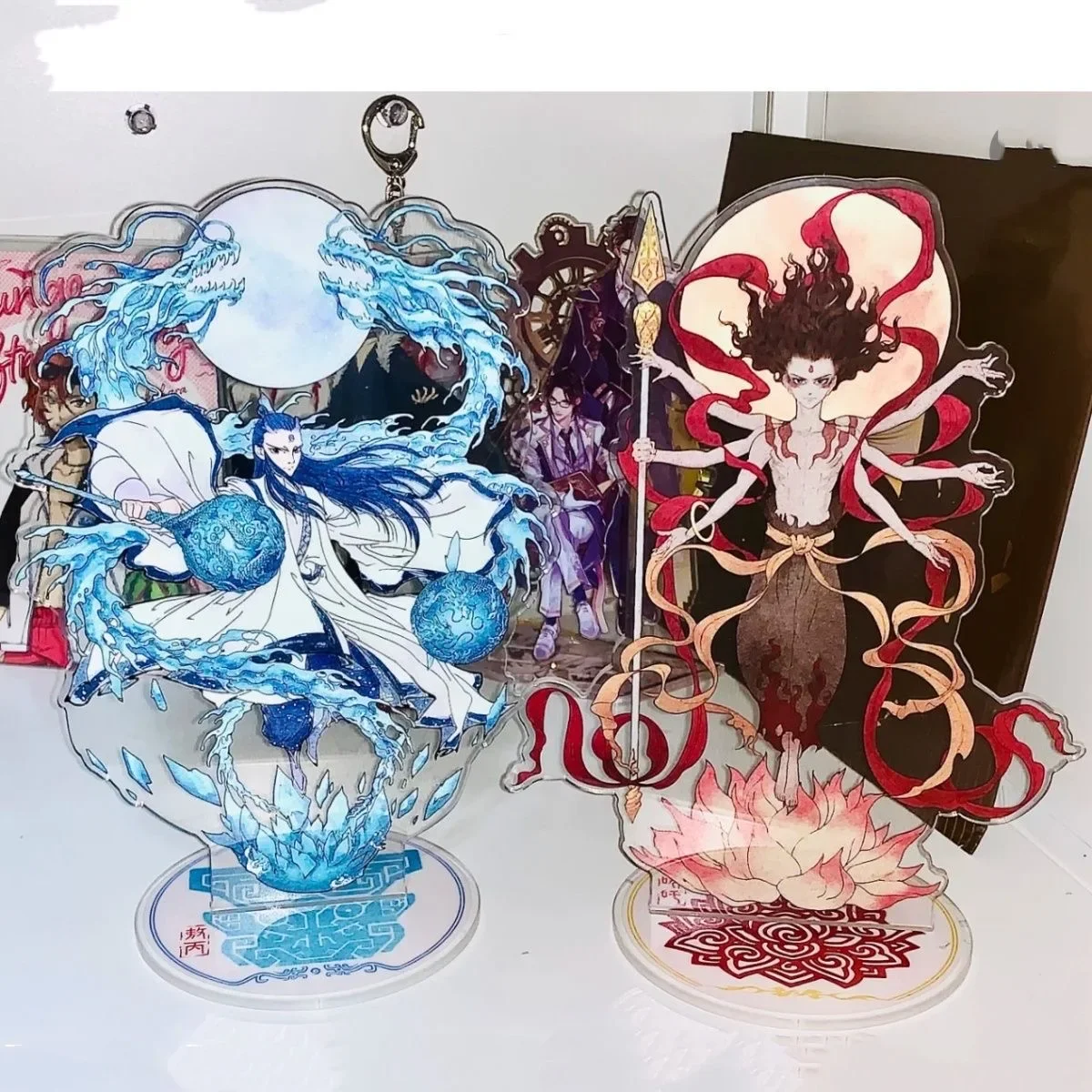 2pcs/set Anime movie Ne Zha 2 NeZha Aobing Figure kawaii Acrylic model Standing Plates desktop ornament toys Collection Gifts