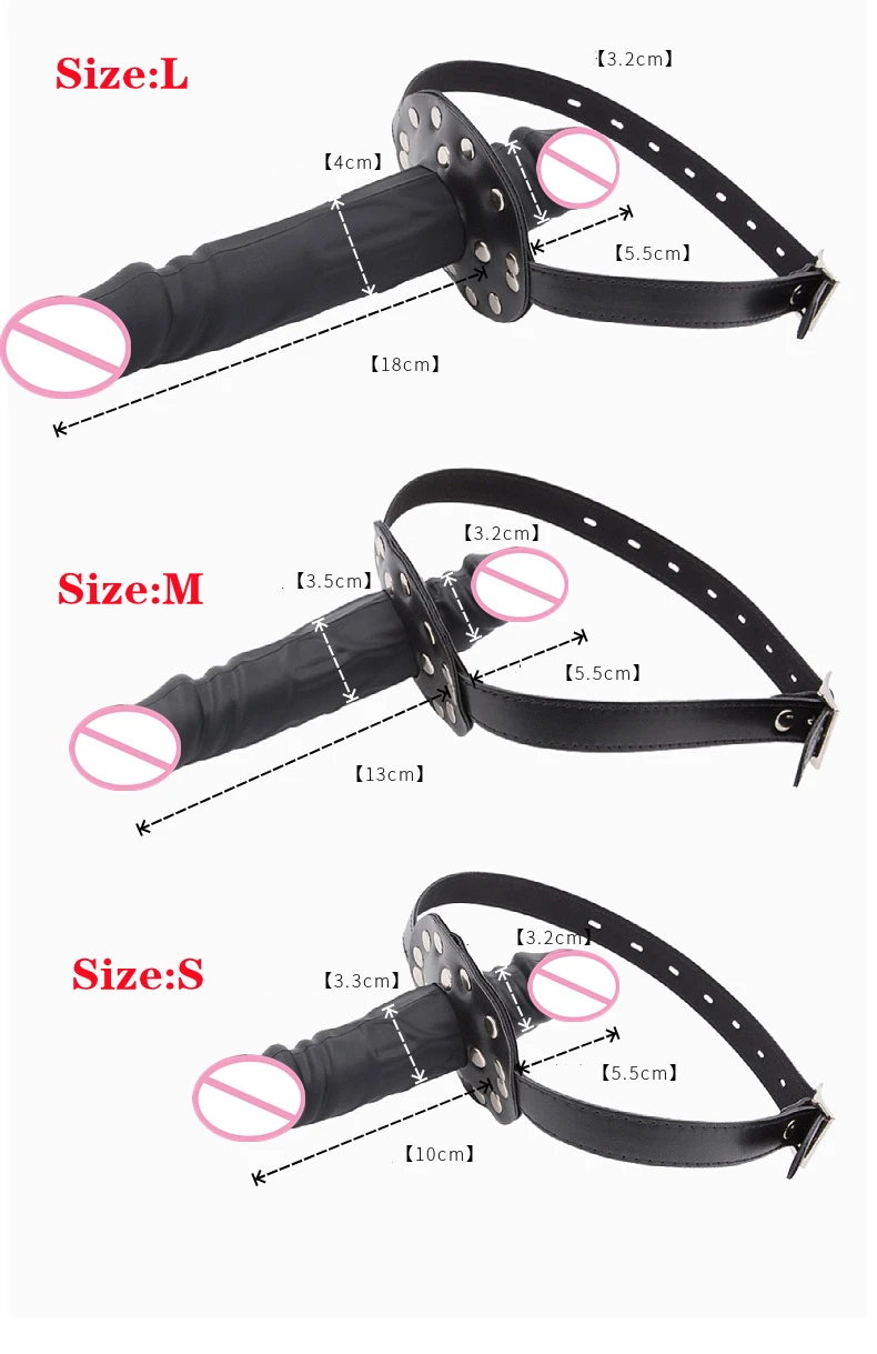 Mouth Plug Bondage Head Strapon Open Mouth Gag Slave Restraint Realistic Penis Double-Ended Dildo Gag Adult Game Love Toys 18+