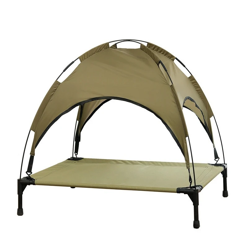 

Large Elevated Dog Cot With Canopy Outdoor Foldable Pet Bed Waterproof Sunshade Breathable Portable Dog Lounger Camping Travel