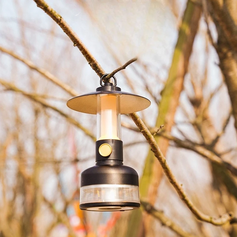 التخييم في الهواء الطلق عمر البطارية الطويل جو الرجعية شحن خيمة الإضاءة في الهواء الطلق معلقة مصباح الحصان متعدد الوظائف