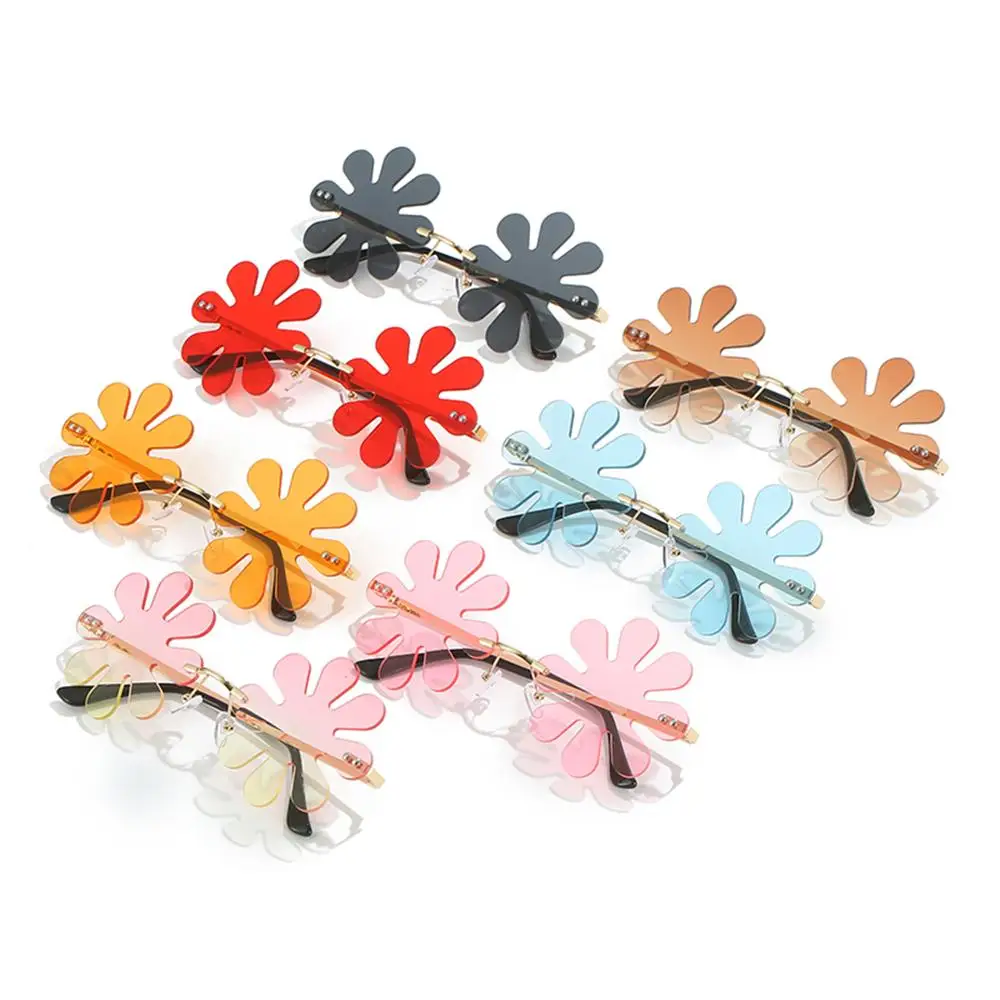 

Boho Party Favor Rimless Snowflakes Sunnies Photo Glasses Fashion Sun Glasses Flower Shape Sunglasses