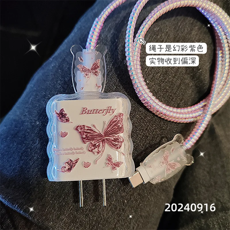 Butterfly Charger Protective Case Cable Protector For iPhone 18W/20W Anti-break Charger Protective Rope Management Cord Winder view 3