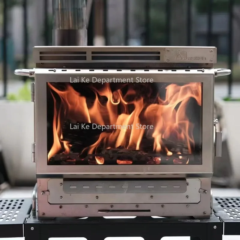 

Durable Outdoor Wood Burning Stove for Camping Barbecue & Tours Stainless Steel with Round Pattern Tent Heating Cooking Capacity