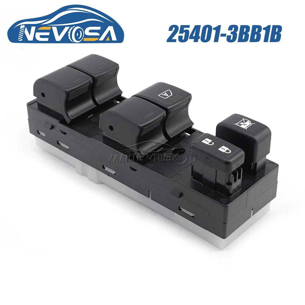 

NEVOSA 25401-3BB1B For Nissan Sunny N17 Qashqai 2017 18 2019 Power Master Window Control Switch Lifter Button Door Lock 16+3Pins