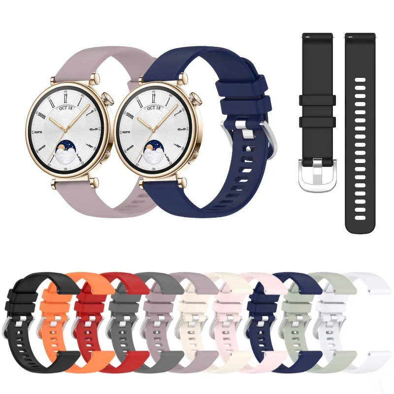 Мягкий спортивный силиконовый сменный ремешок для умных часов 18/20/22 мм для Huawei Watch GT 2 2e 3 4 5 Pro GT3SE GT2e Buds Watch 3 4 Pro