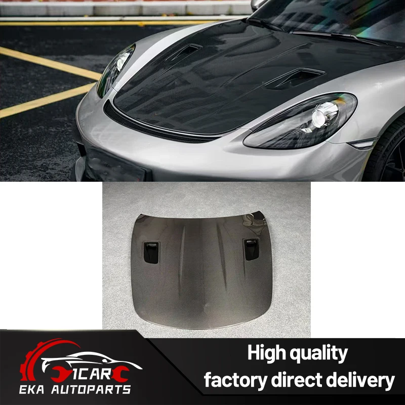 For Porsche 718 GT4 RS 2021‑2025 Dry Carbon Fiber Hood Bonnet 1:1 OEM Style High‑Quality Lightweight Carbon Fiber Front Hood