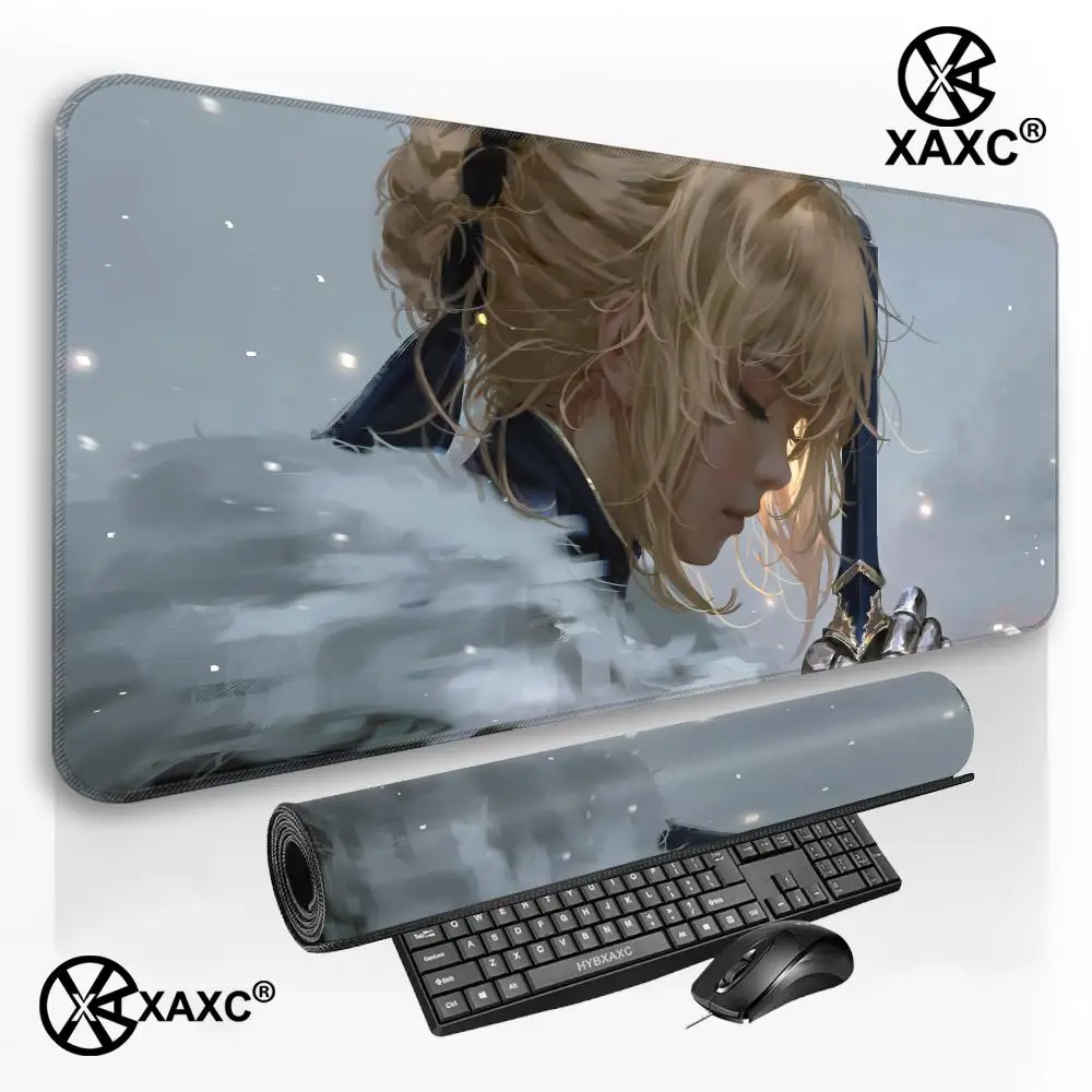 Anime Girl Saber Fate Stay Night XAXC Mouse Pad Large Gaming Mouse Pad HD Print Waterproof XXL Desk Mat For PC Laptop Non-Slip