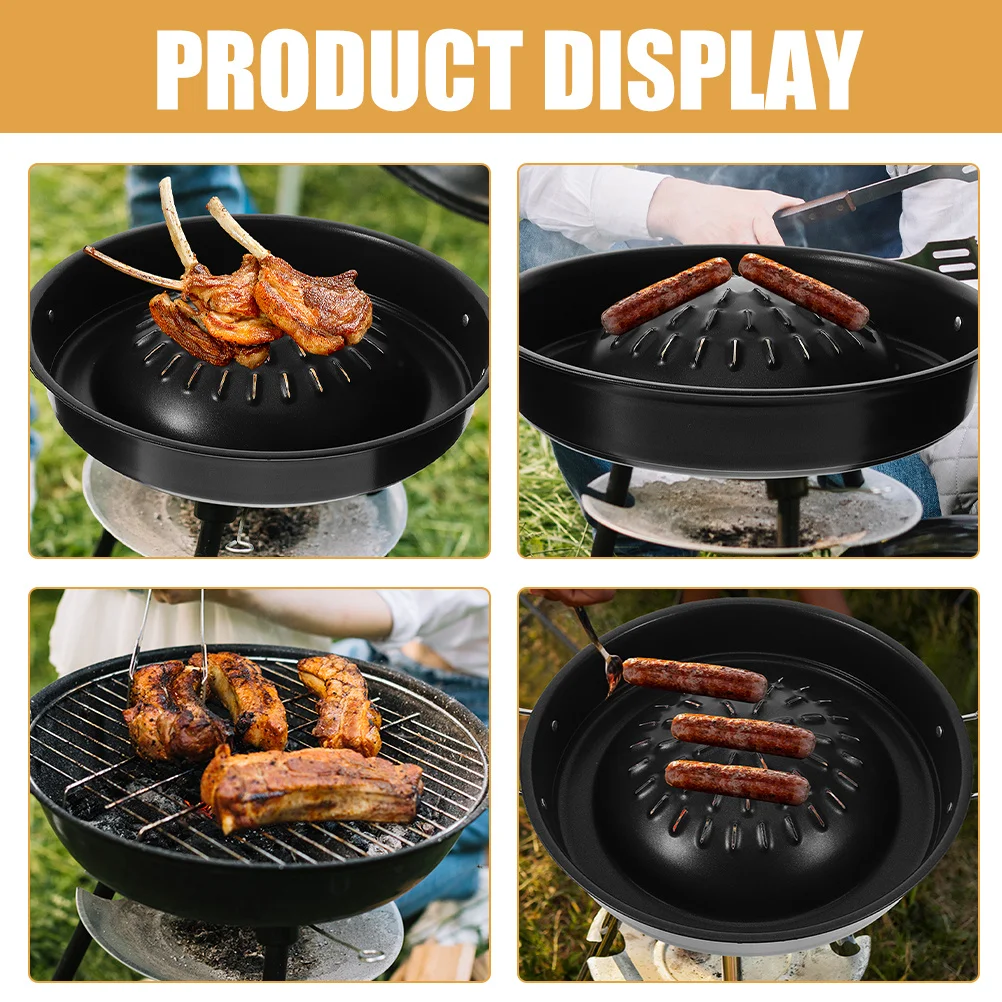 

Stainless Steel Bbq Grill Pan Round Multifunctional Iron Indoor Outdoor Hot Pot Grilling Tray For Camping Picnic Party