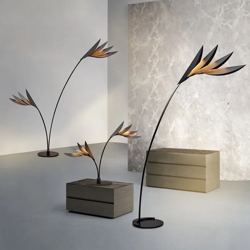 Living room floor lamp, villa flamingo leaf lamp, simple model room floor lamp