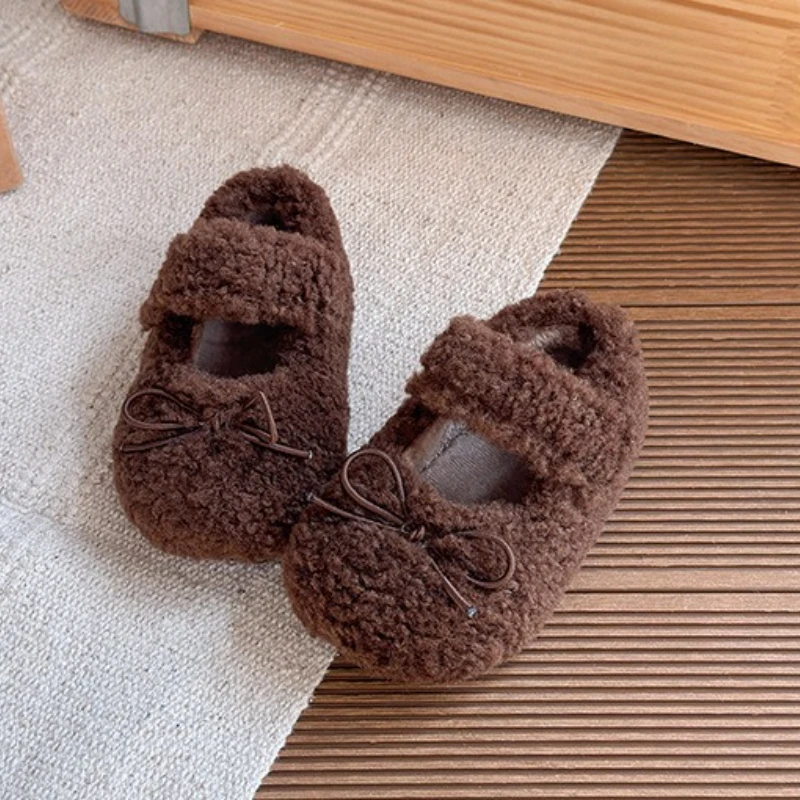 

2025 Children Casual Plush Shoes for Girls Winter New Fashion Korean Style Soft Bottom Anti-slippery Versatile Princess Shoes