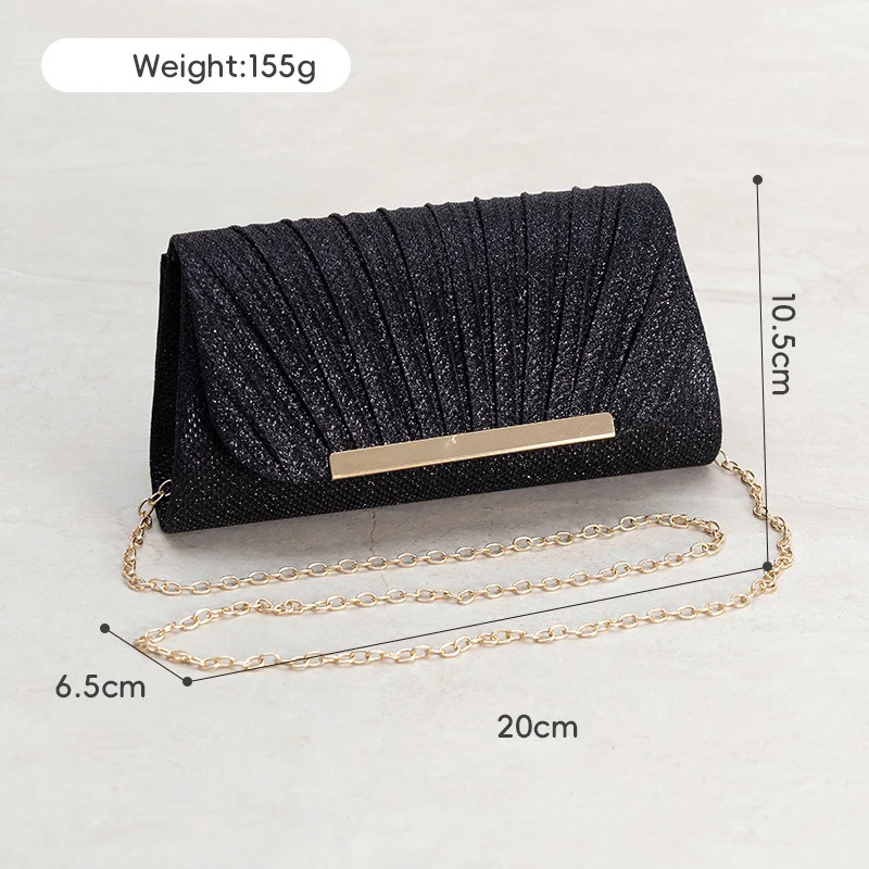 Womens Bling Clutch Sequin Pleated Envelope Bride Handbag Wedding Evening Dress Bag Advanced Dinner Party Wallet Luxury Designer