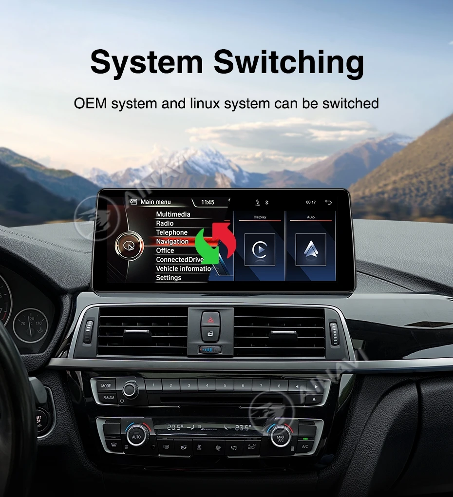 AINAVI Wireless CarPlay Android Auto für BMW 1 2 3 4 Serie F20 F21 F22 F23 F30 F31 F32 F33 F34 F35 F36 NBT 12,3 Zoll Multimedia-Player Infotainment Autoradio Auto-Audio Auto-Display Bluetooth – Detail 5