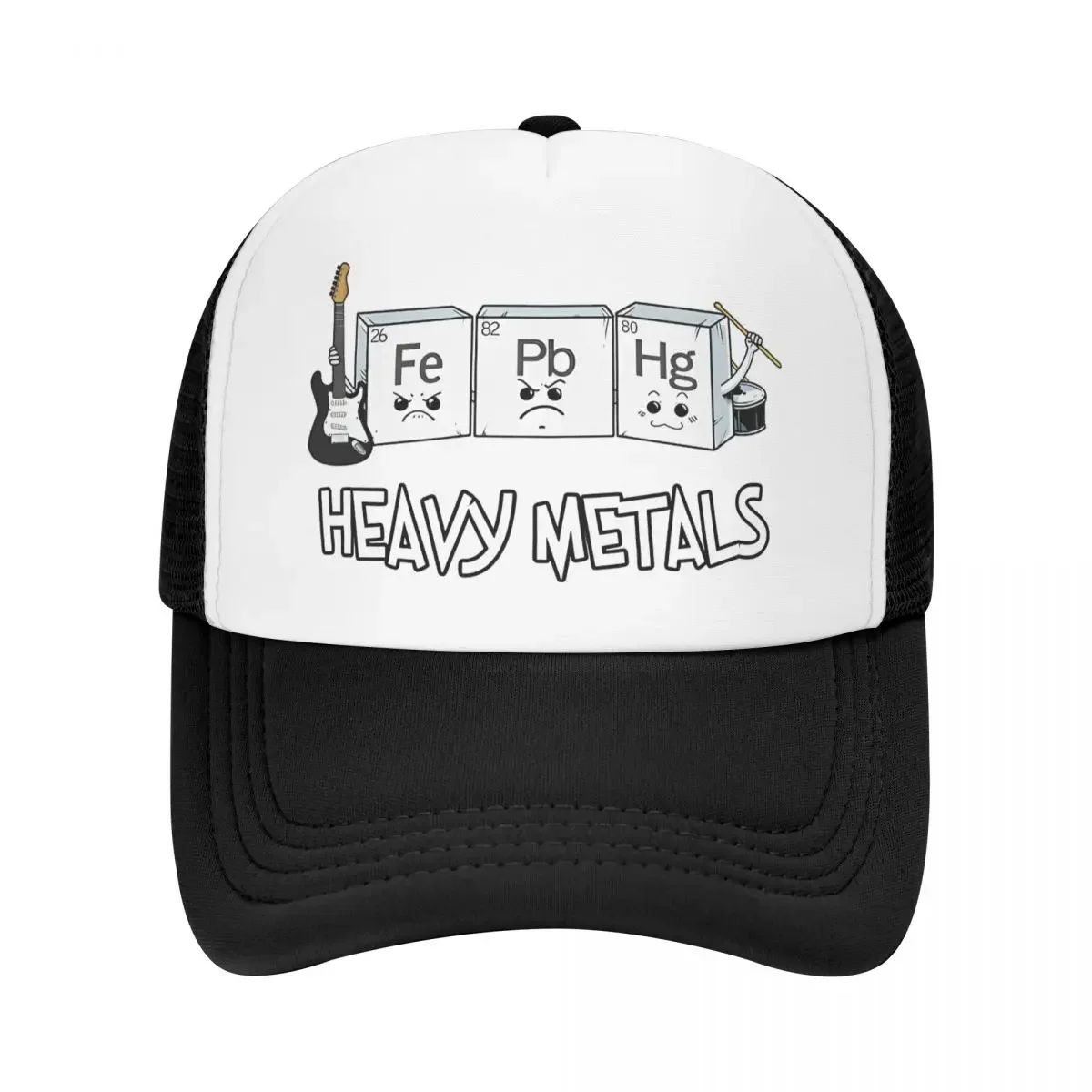 New Men Women Heavy Metal Elements Rock Chemistry Trucker Hat Fashion Mesh Baseball Cap Hat Breathable Sports Cap Summer