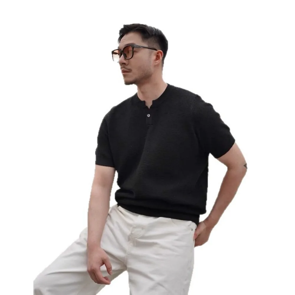 Summer New Men's Short Sleeved Golf Polo Shirt Solid Color Wear Lightweight T-shirt Casual Sports Breathable Quick Drying Top