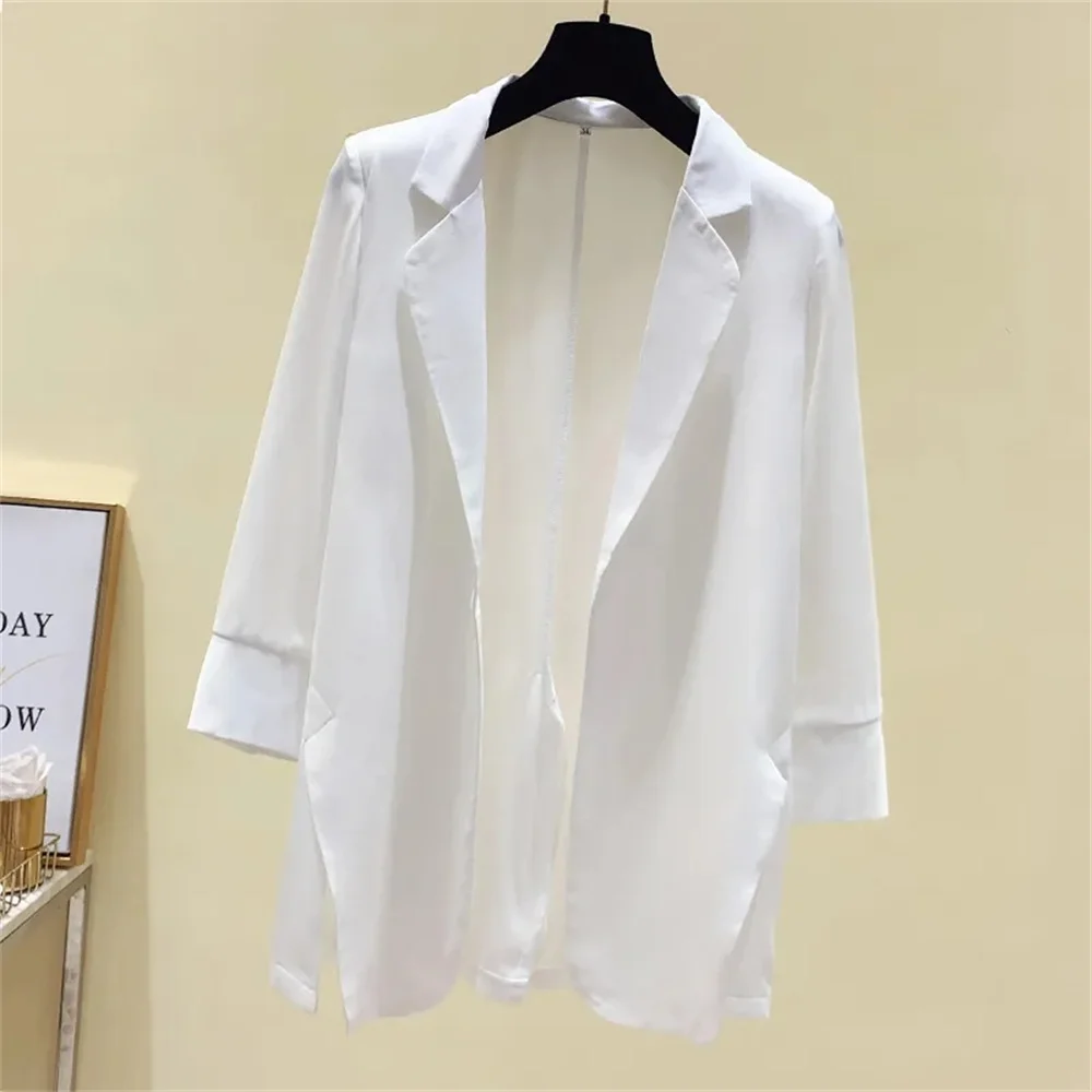 Chiffon Small Suit Jacket Female Spring and Summer Thin Long Sunscreen Clothing Career Joker new White Suit Jacket Outerwears