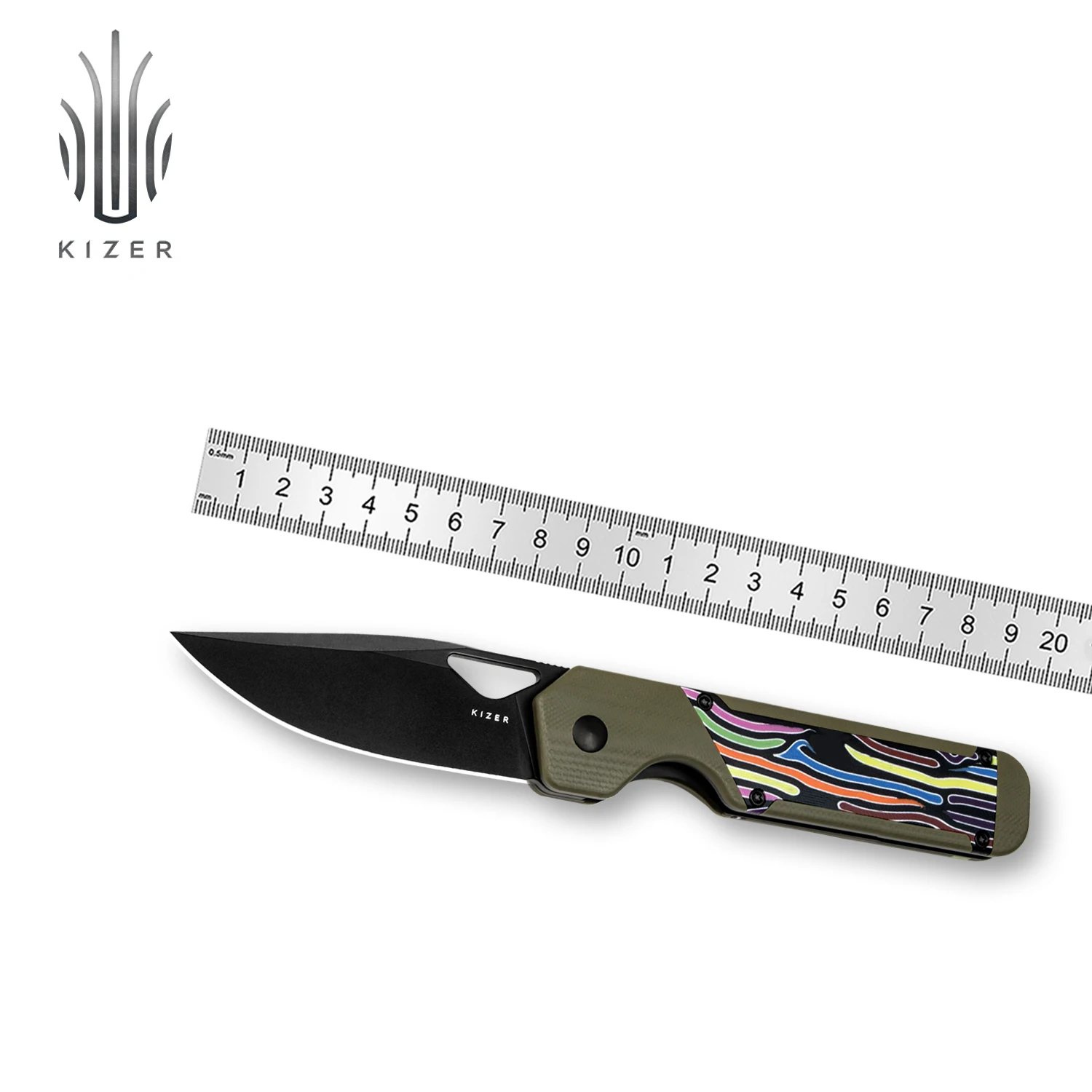 

Kizer Tactical Pocket Knife V3634A3 Militaw Green G10 Handle With NitroV Blade Camping EDC Tools Knife