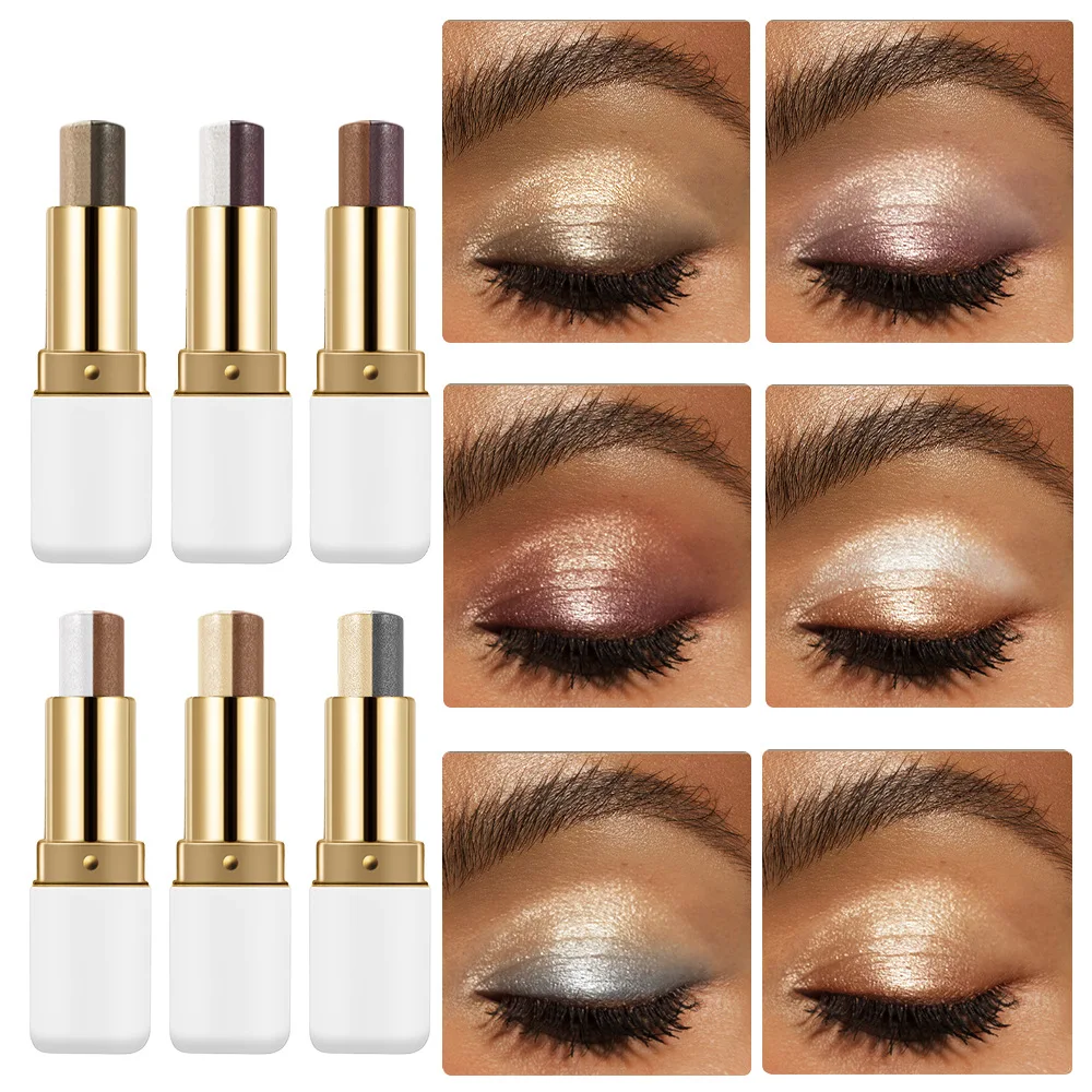 عصا ظلال العيون 2 في 1 بتصميم ملتوي كريمي لظلال العيون وهايلايتر مزج مقاوم للتلطخ ومقاوم للماء ومكياج يدوم طويلاً