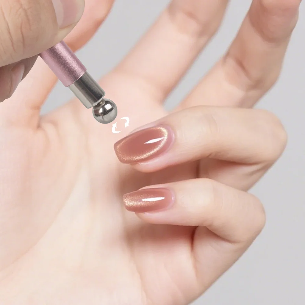 New vers. Double Head Design Magic Wand Cat's Eye Magnet Stick Cylindrical Nail Art Tool for Gel Polish, with Magnet Ball