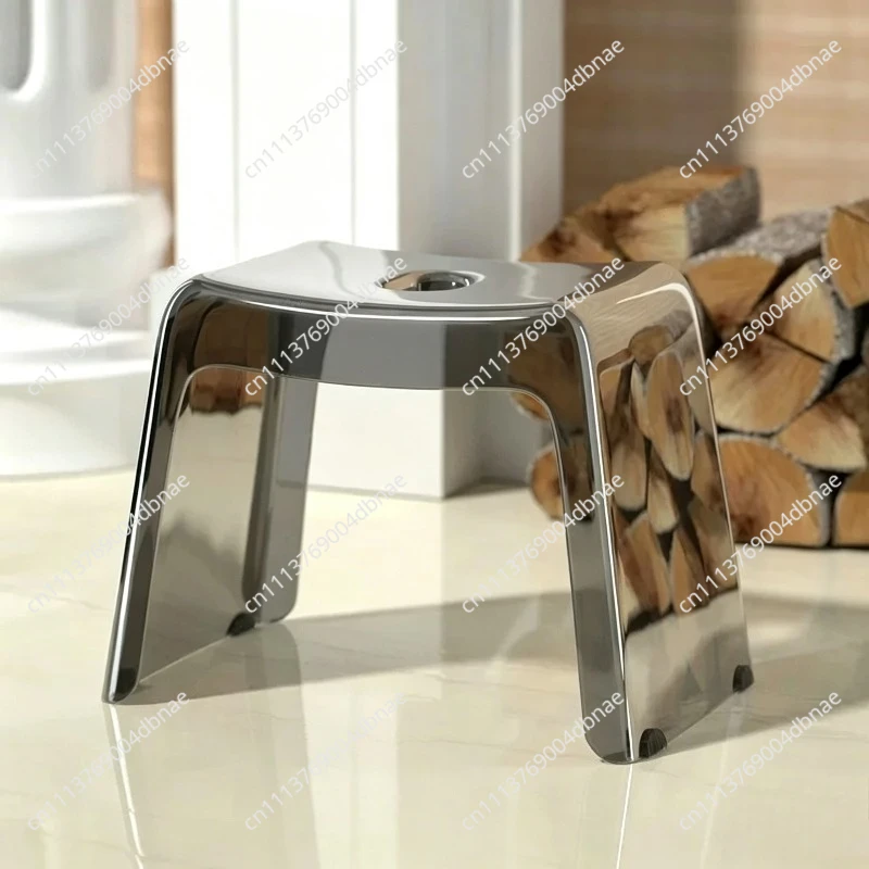 Home Bathroom Stool Furniture Transparent PCTG Plastic Shoe Stools Designer Antiskid Elderly Shower Bath Chair Seat for Adults