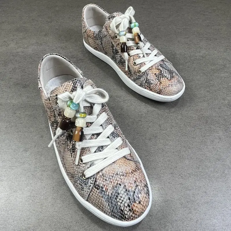 

2026 high-end men's shoes snake pattern leather soft sole casual shoes fashionable low top versatile board shoes sports shoes