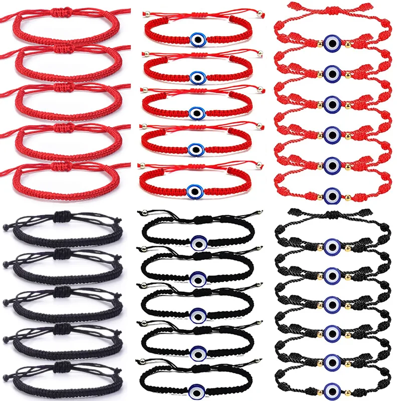 2-12pcs Handmade Evil Eye Red String Bracelet for Lover Protection Lucky Amulet and Friendship Braid Rope Wristband Jewelry Gift