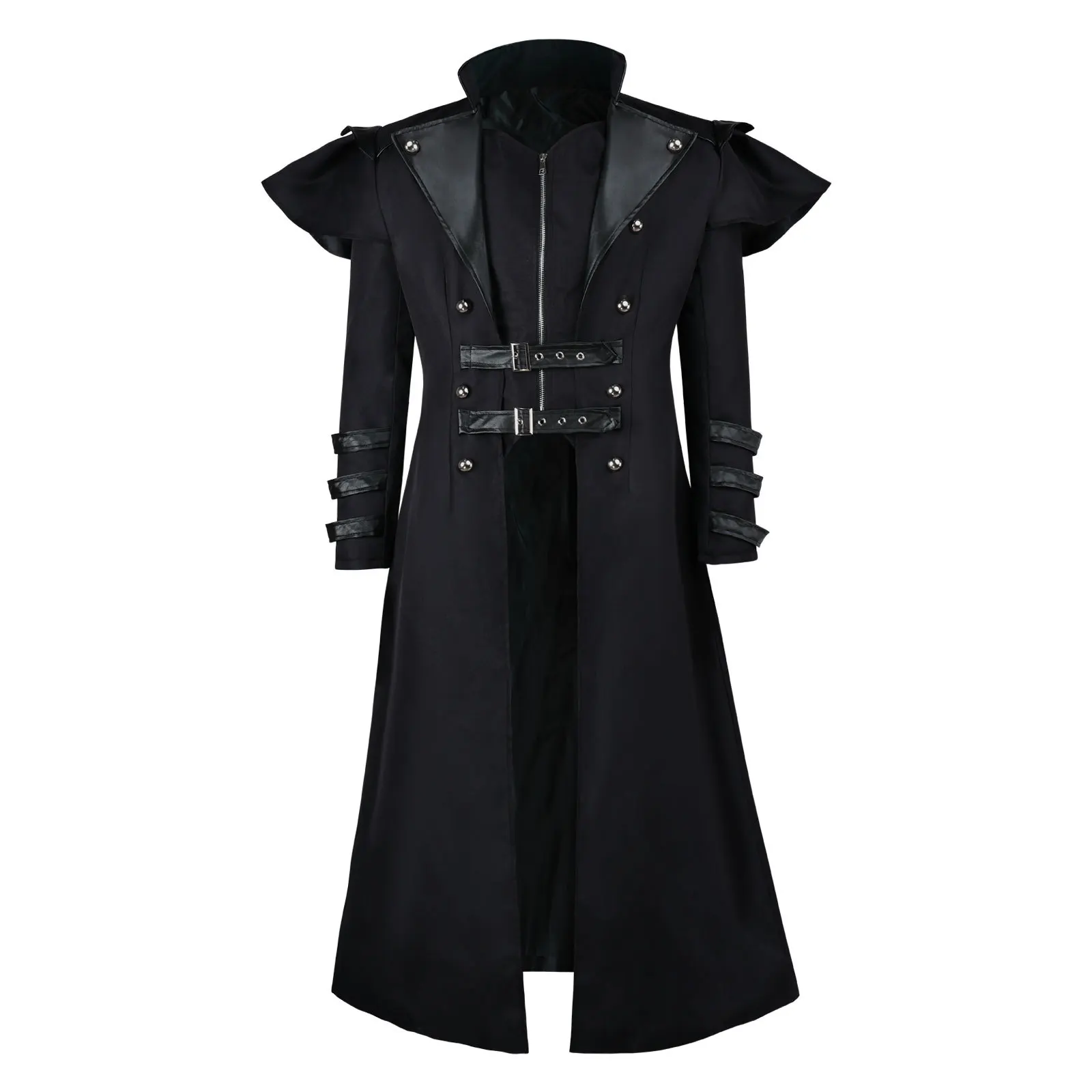 

Ghrothos Vintage Medieval Long Trench Coat Gothic Jacket Cosplay Costume Halloween Cosplay Ghrothos Steampunk Overcoat