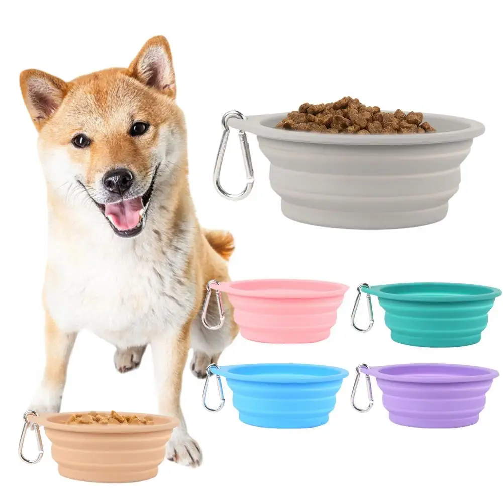 600ML Pet Bowl Collapsible Dog Pet Folding Silicone Bowl Dog Bowls Portable Food Container Feeder Dish Bowl Pet Supplies