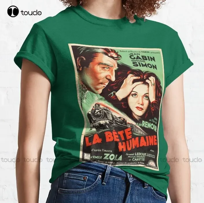 La Bete Humaine, Classic Vintage French Movie Poster T-shirt classica T-shirt bianca da uomo T-shirt stampata Regalo personalizzato Xs-5XL Streetwear