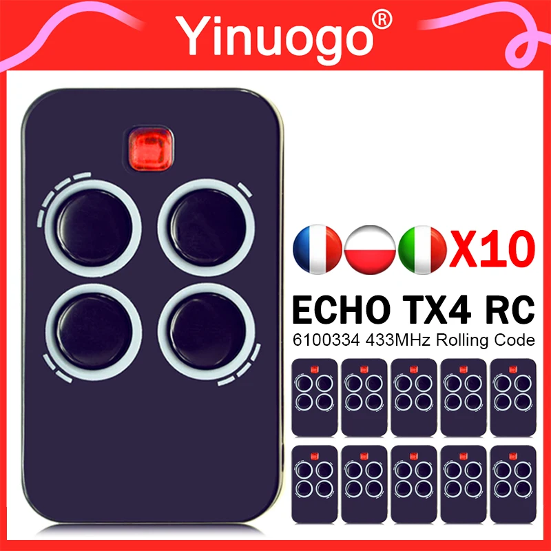 ECHO TX4 RC 6100334 / BRAVO TX4 / BRAVO TE4433H 전기 게이트 원격 제어 차고 문 오프너 433MHz 핸드 송신기