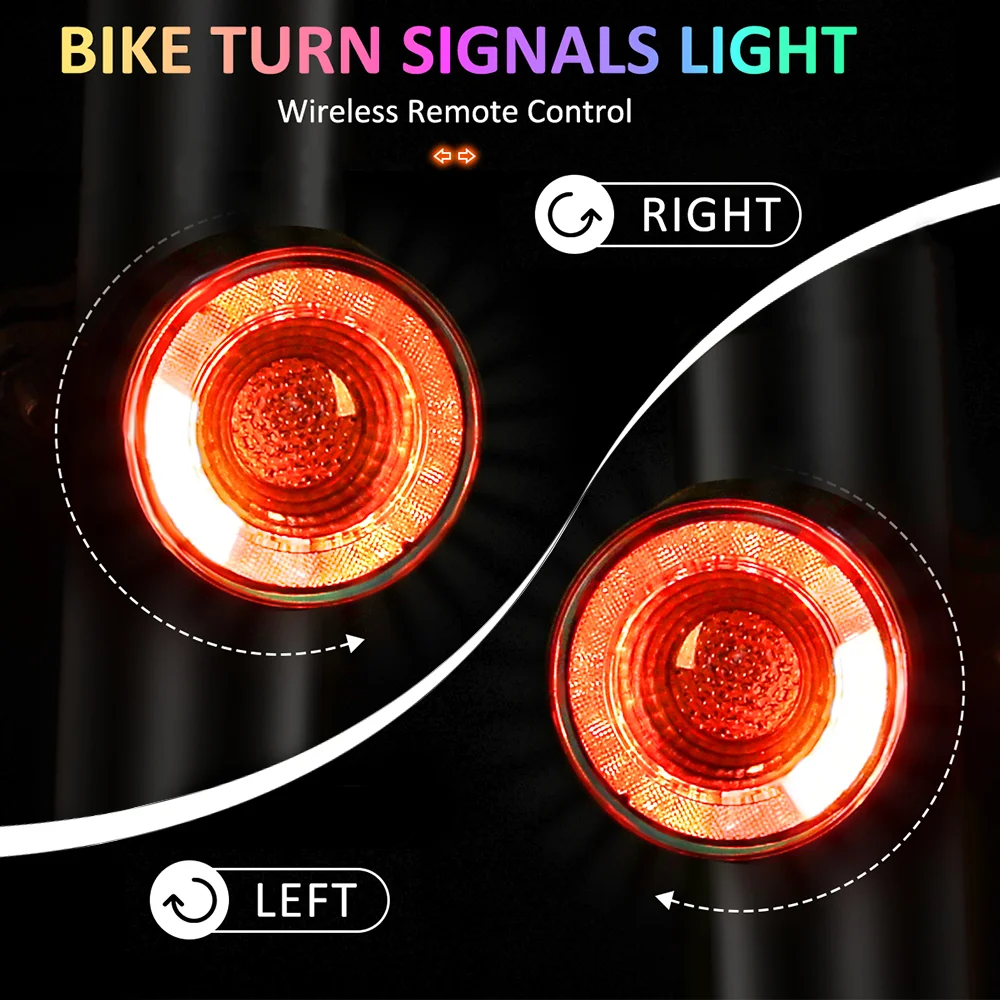 Gadpow Automatic Colorful Warning Light Taillights Brake Lights Turn Signals in Three, Seven Colors IP66 Bicycle Accessories