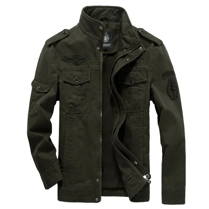 MaiDangDi lavada-Chaqueta de algodón puro para hombre, uniforme militar, ropa de trabajo, chaquetas europeas y americanas para el hogar, Otoño e Invierno