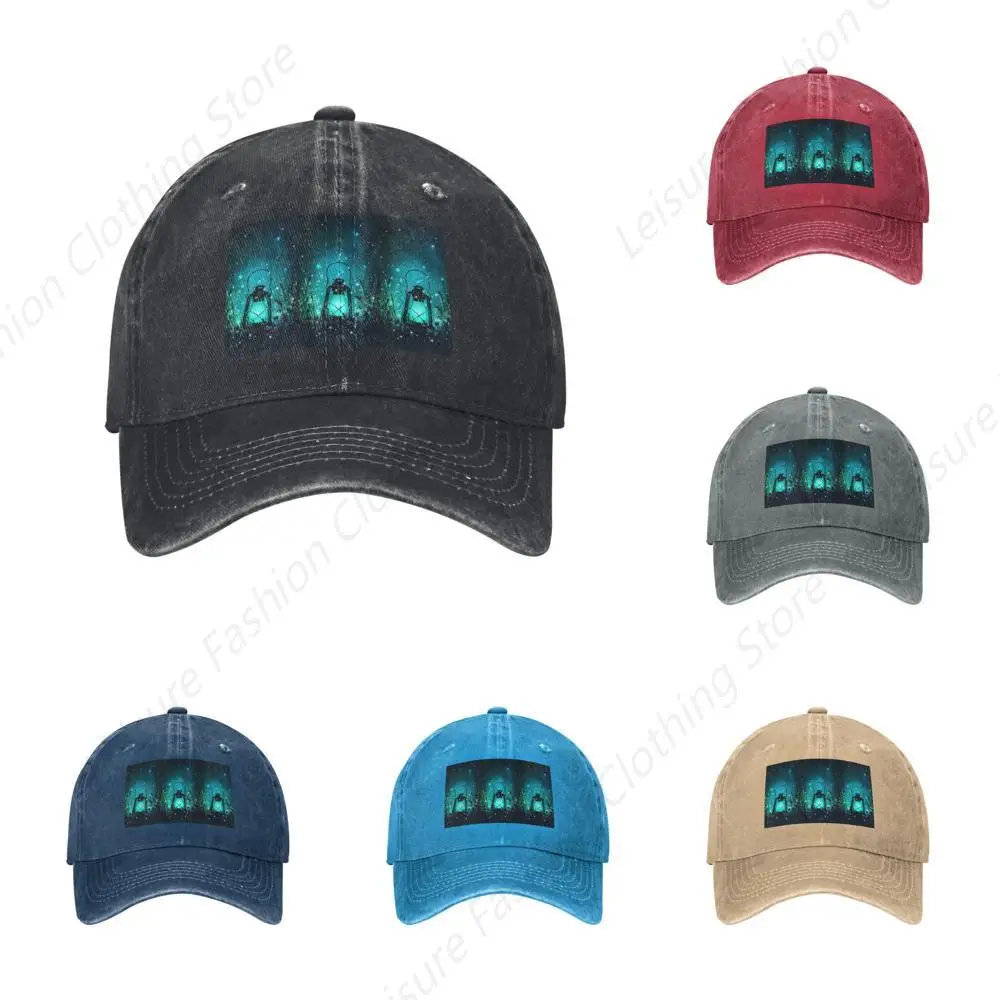 Mens Womens Baseball Caps Funny Fireflies And Lantern Adjustable Casquette Hat Printed Low Profile Cotton Hats