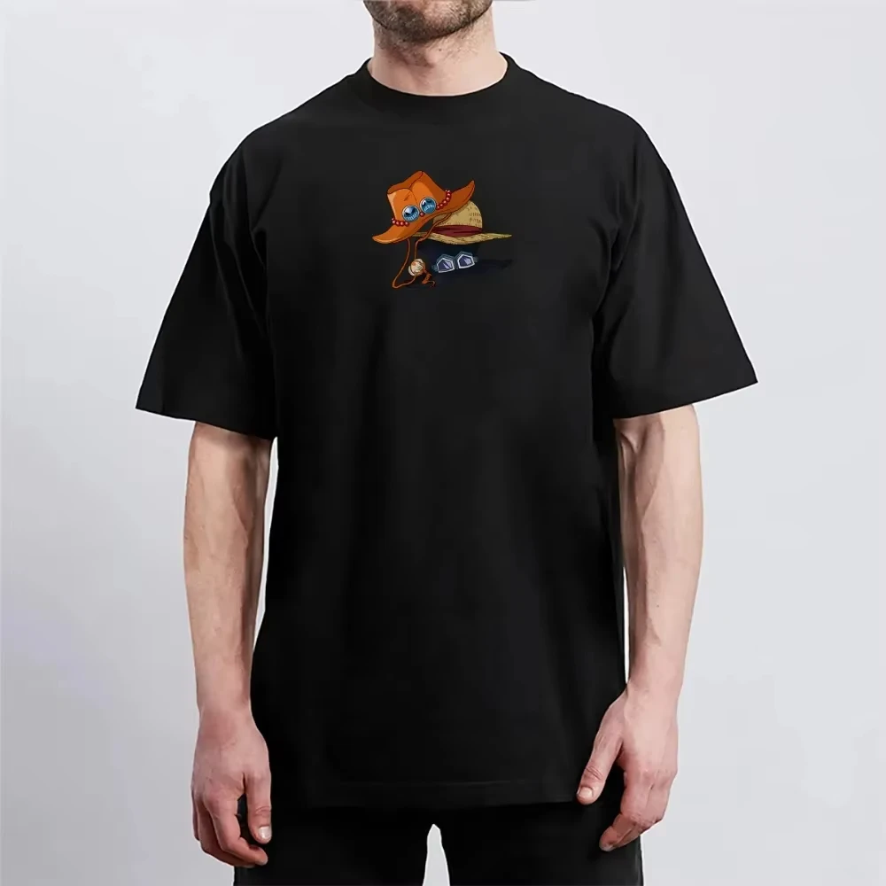 One Piece Pure Cotton Unisex One Piece Luffy Ace Sabo T Shirt Anime Print Short Sleeve Tee Men Women Casual Streetwear