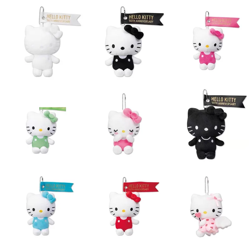 

New Kawaii Hello Kitty 50th Anniversary Plush Keychain Multiple Colors Backpack Decoration Cute Girl Doll Pendant Holiday Gifts