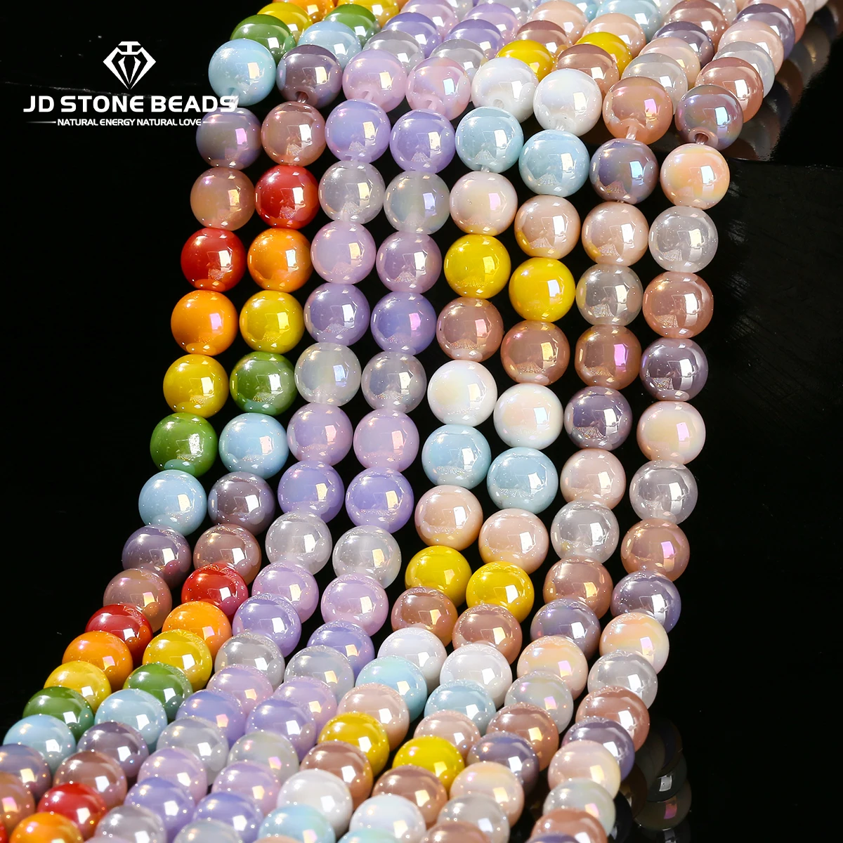 

Wholesale 6 8 10mm Mixed Color Plating Glass Bead Round Loose Spacer Bead For Jewelry Making DIY Necklace Bracelet Accessory