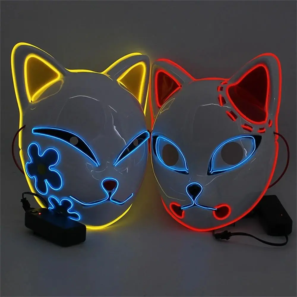 Halloween Cat Face Mask Halloween Glow LED Masks Anime Cosplay Masks Halloween Christmas Party Lighting Cat Masks