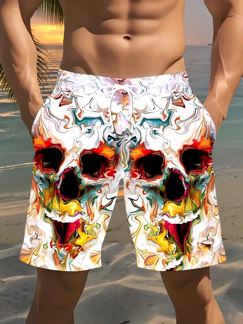 

Summer Men's Quick-Drying Board Shorts 3D Horror Skull Graphic Beach Swimwear Outdoor Harajuku Y2k Unisex