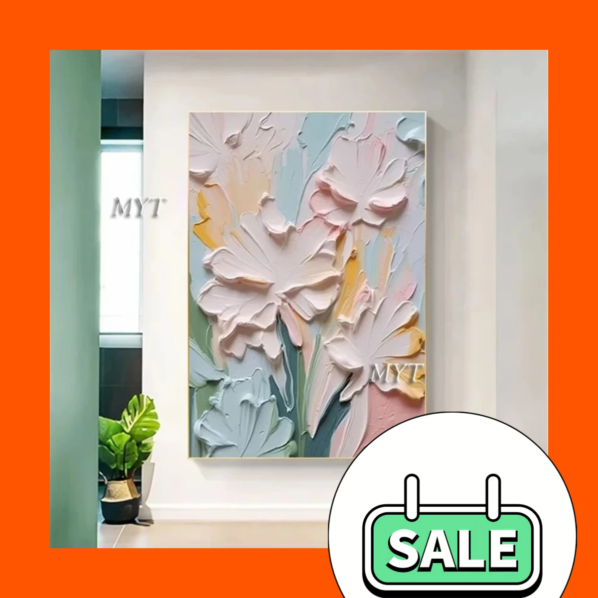 No Frame, Just Feeling – Handmade Abstract Colorful Flower Oil Painting on Canvas for Contemporary Living Room 2026
