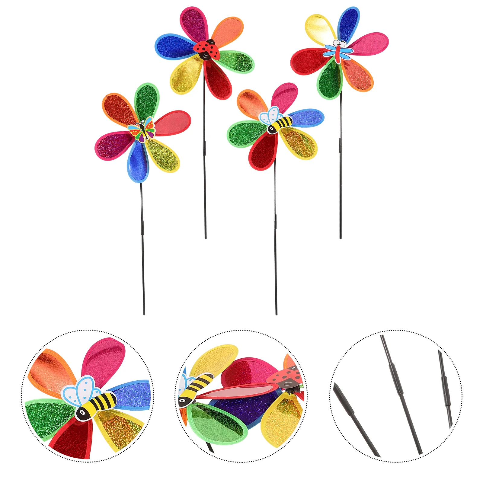 4 Pcs Outdoor Decor Sunflowers Decorations Garden Pinwheel Colorful Lawn Windmill Child