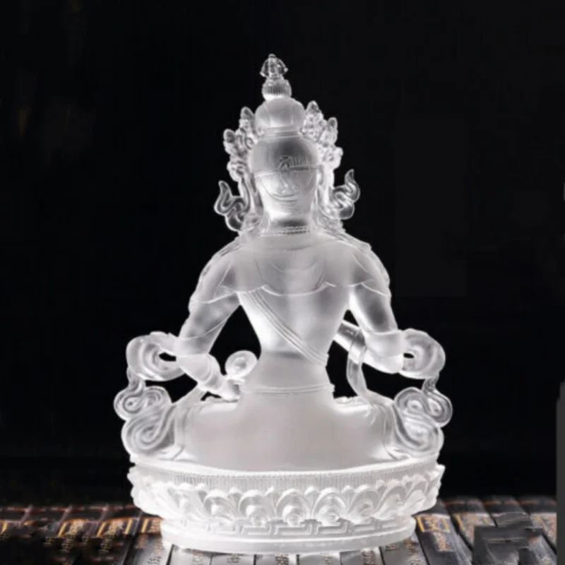 Tibetan Crystal Statue 4.7 Inch Vajrasattva Lord of Purified Mind Blessed Collectible Artwork for Meditation And Home Decor