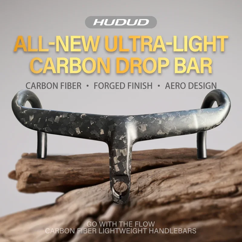 

T800 Carbon Integrated Handlebar 360g - 360-440mm - Forged Finish - Full Internal Routing - HUDUD HB09 Factory Direct