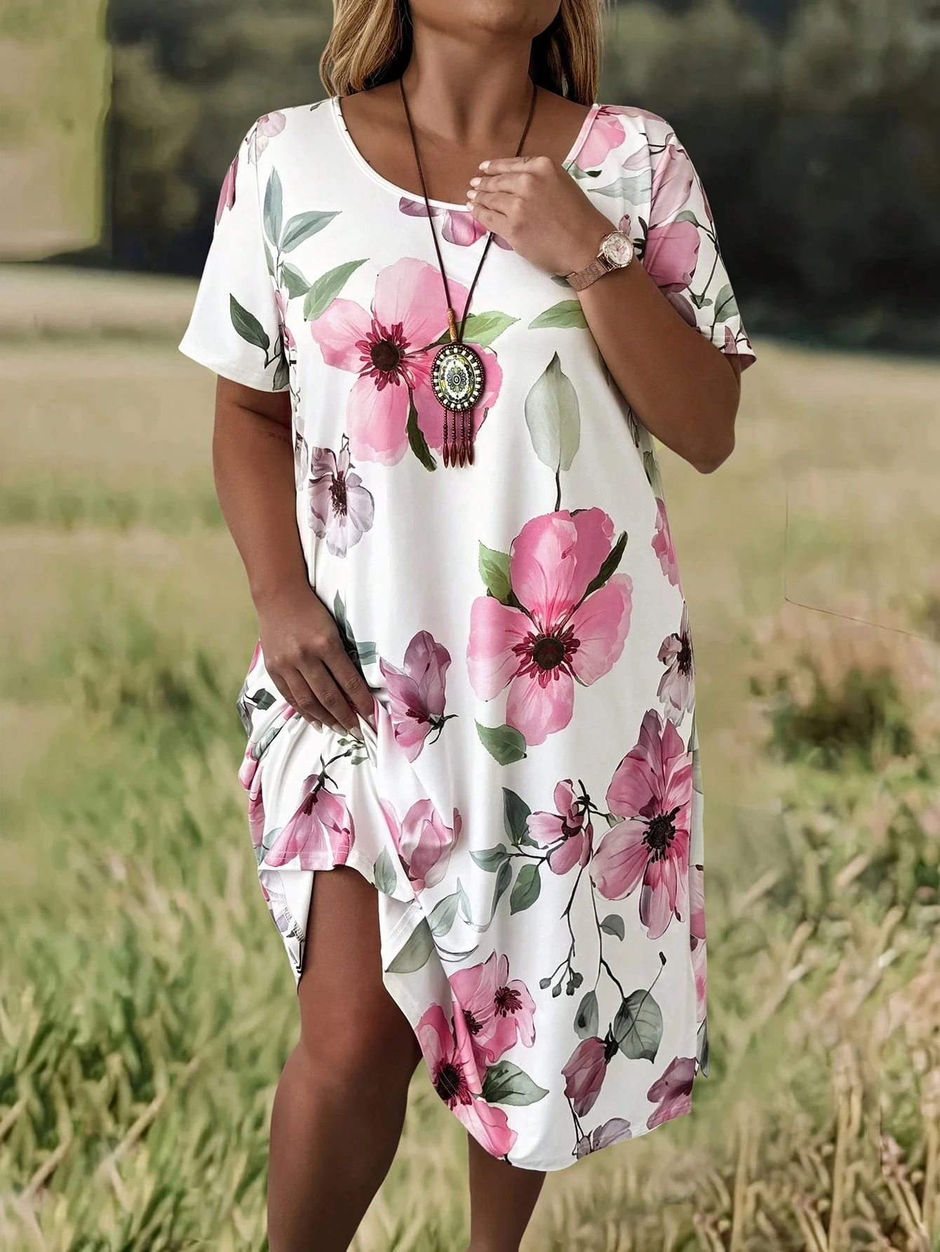 

Женское модное платье больших размеров, уличные домашние ночные рубашки, элегантный цветочный дизайн, свободная уличная юбка высокого качества с принтом