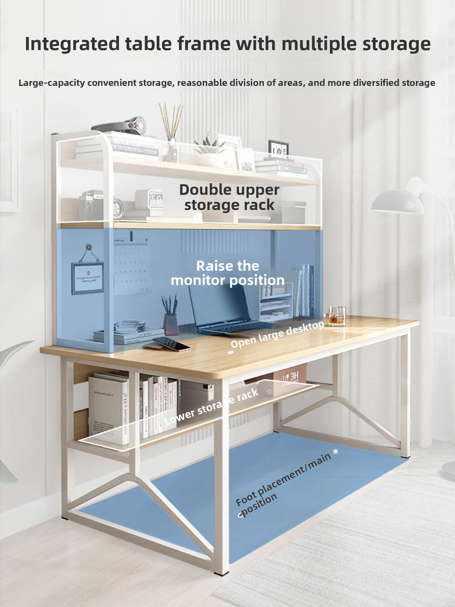 One-piece Student Learning Writing Desk, Bedroom Home Desktop Computer Desk