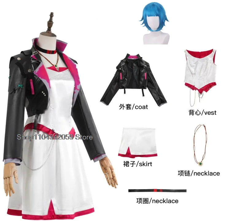 Anime jinx arcano jogo lol cosplay vestido em pó lolita peruca azul 3d adereços pow-pow halloween natal meninas mulher terno personalizado