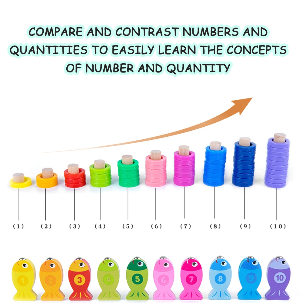 76PCS Children's Fishing Number & Alphabet Learning Board Number Block Montessori Educational Learning Games Kids Math Toys