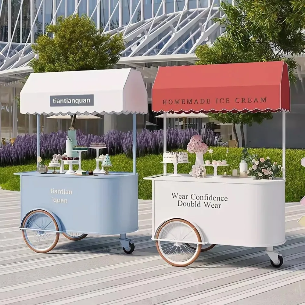 

Restaurant Automatic Folding Food Cart Food Store Fruit Ice Cream BBQ Mobile Snacks Vegetable Cart Snack Farm
