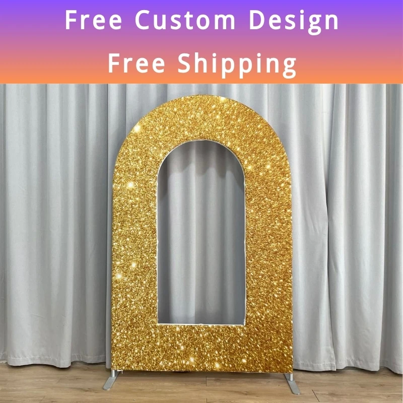 

Aluminum Hollow Arch Backdrop Stand Customizable Fabric Cover For Birthday Party Photo Studio Backdrop Wedding Event Decoration