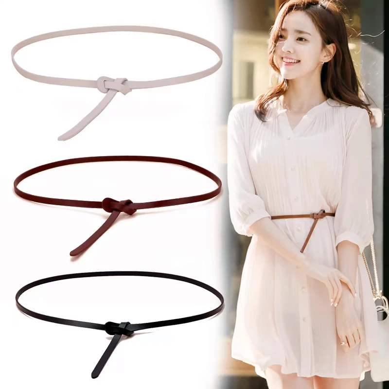 

Women Waistband Leather Rope Thin Belt Women Dress Skirt Sweater Coat Vintage Bow Knot Long Waist Rope Decorative Belt New 2024