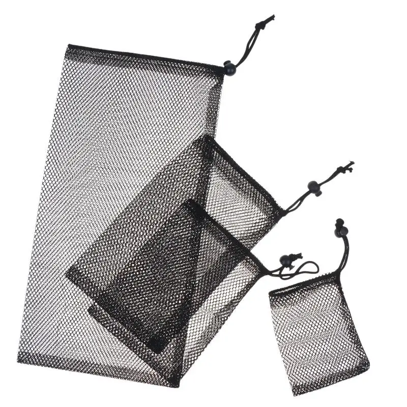 2Pcs Mesh Drawstring Storage Bag Breathable Durable Fabric Multi Purpose Home Travel For Sports Gear Swim Supplies Travel Use