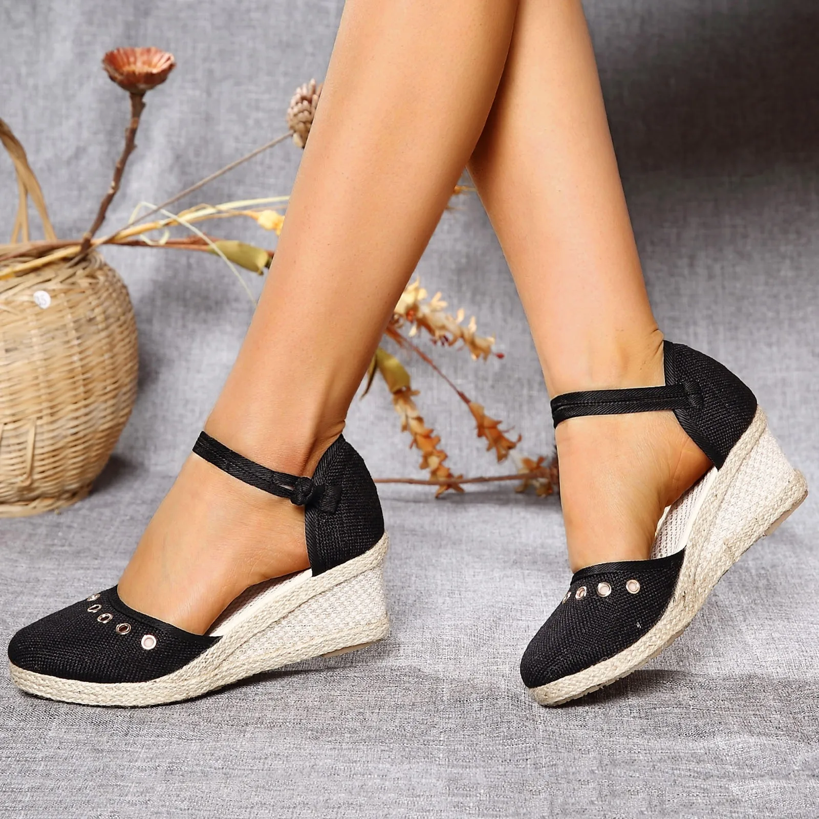 2023 Platform Sandals Wedge Women Shoes Elegant Ladies Slippers Summer Braided Buckle Boho Sandalias High Heels Female Sandals